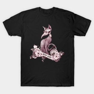 Cat Doctor Say  "stay safe" vintage style purple T-Shirt